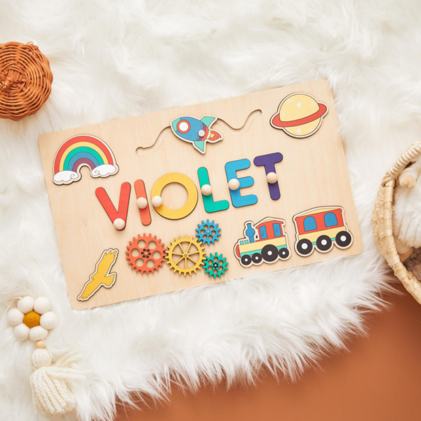 Personalized Wooden Busy Board Name Puzzle - Image 4