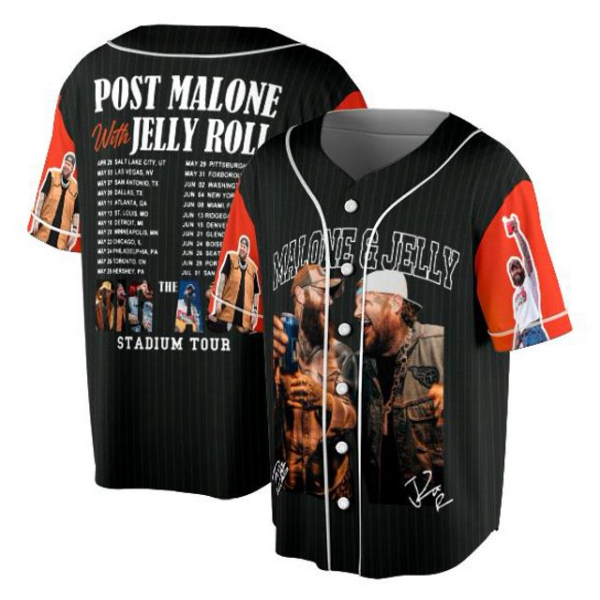 Post Malone Jelly Roll Baseball jersey, Jelly Roll Concert Jersey - Image 2