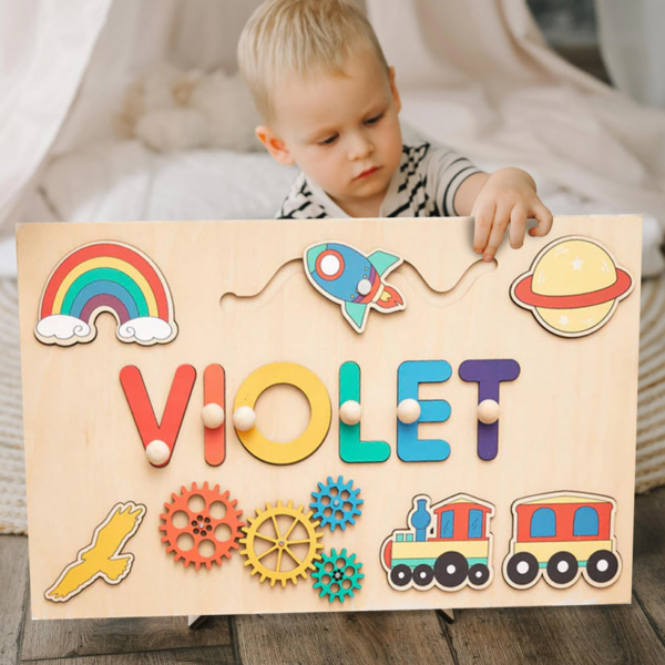 Personalized Wooden Busy Board Name Puzzle - Image 3