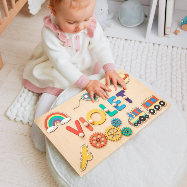 Personalized Wooden Busy Board Name Puzzle - Image 2