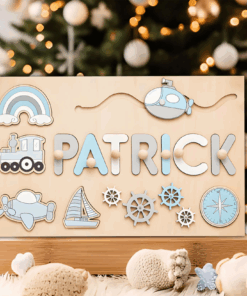 Personalized Wooden Busy Board Name Puzzle for Kids