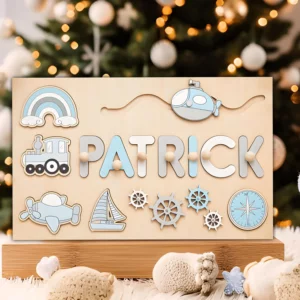 Personalized Wooden Busy Board Name Puzzle for Kids