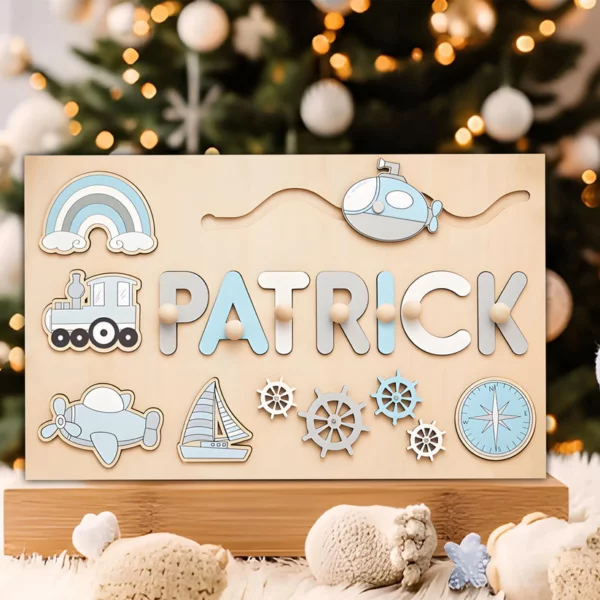 Personalized Wooden Busy Board Name Puzzle for Kids