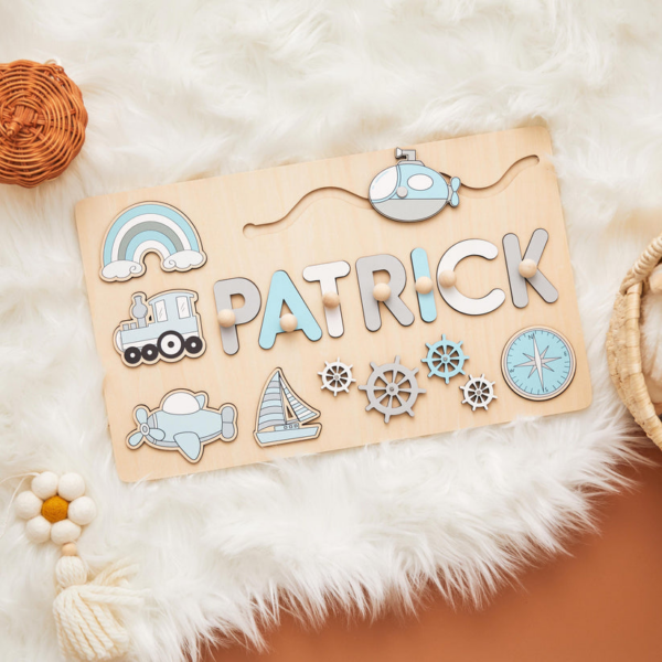 Personalized Wooden Busy Board Name Puzzle for Kids - Image 5