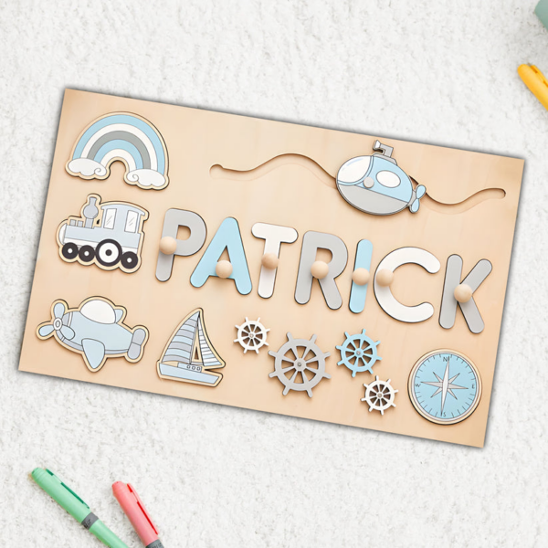Personalized Wooden Busy Board Name Puzzle for Kids - Image 4