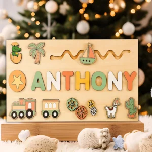 Personalized Kids Busy Board - Crocodile Puzzle for Toddlers