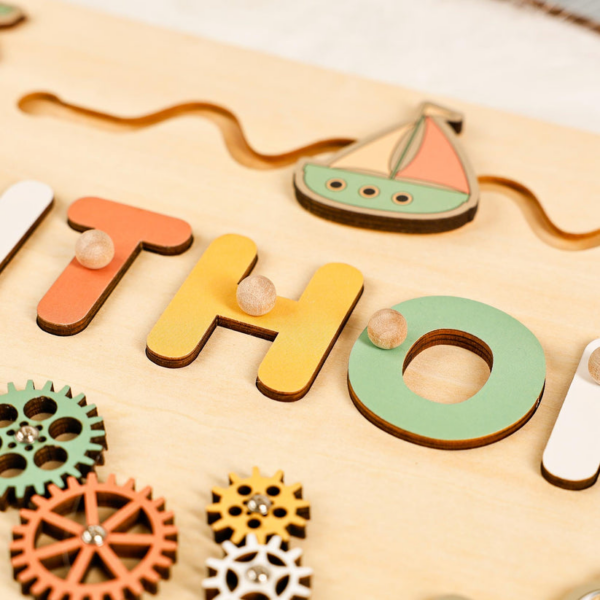Personalized Kids Busy Board - Crocodile Puzzle for Toddlers - Image 5