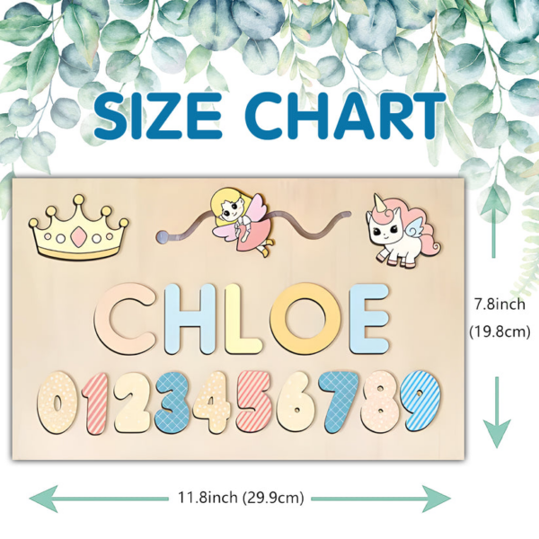 Personalized Wooden Princess Name & Number Busy Board - Image 5