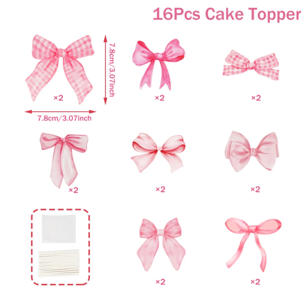 Pink Bow Theme Disposable Tableware Happy 1st Birthday Party Decoration Kids Girls Favors Balloons Gift Bag Baby Shower Supplies - Image 3