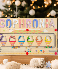Personalized Baby Name Magnetic Maze Puzzle - Ice Cream Fun