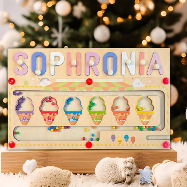 Personalized Baby Name Magnetic Maze Puzzle - Ice Cream Fun