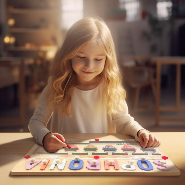 Personalized Baby Name Magnetic Maze Puzzle - Ice Cream Fun - Image 3