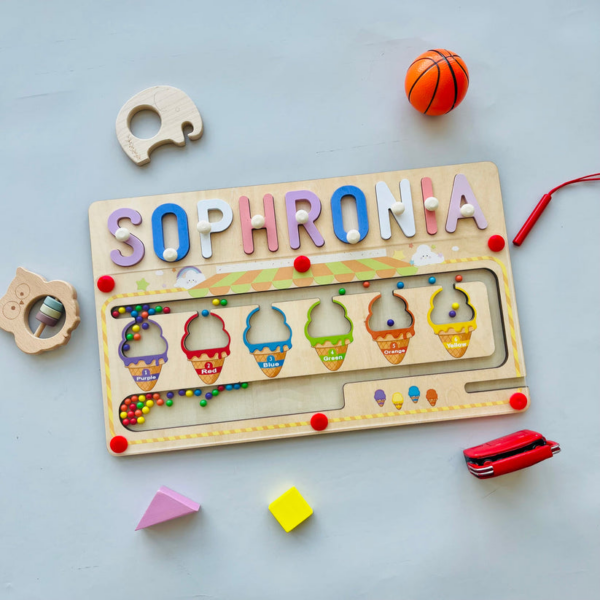 Personalized Baby Name Magnetic Maze Puzzle - Ice Cream Fun - Image 4