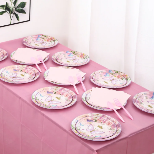 Butterfly Birthday Party Decoration Theme Tableware Set Plates Cups Napkins Backdrop Balloon Banner Girls Favors Party Supplies - Image 4