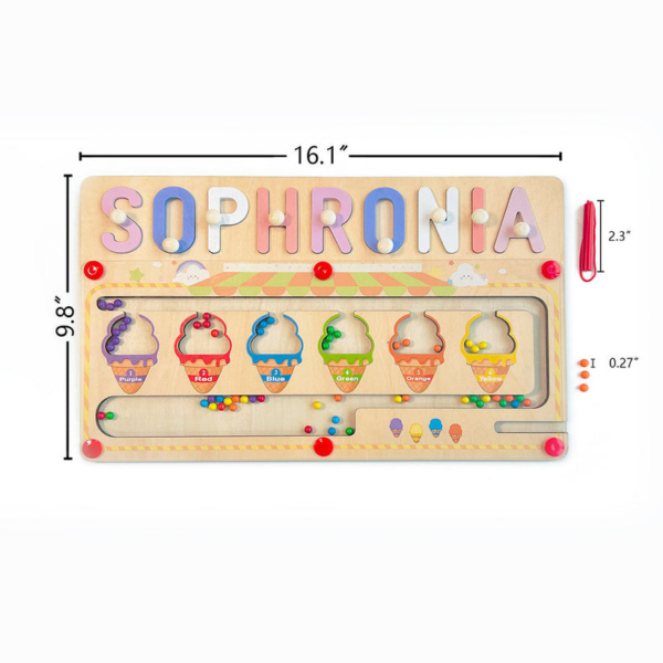 Personalized Baby Name Magnetic Maze Puzzle - Ice Cream Fun - Image 5