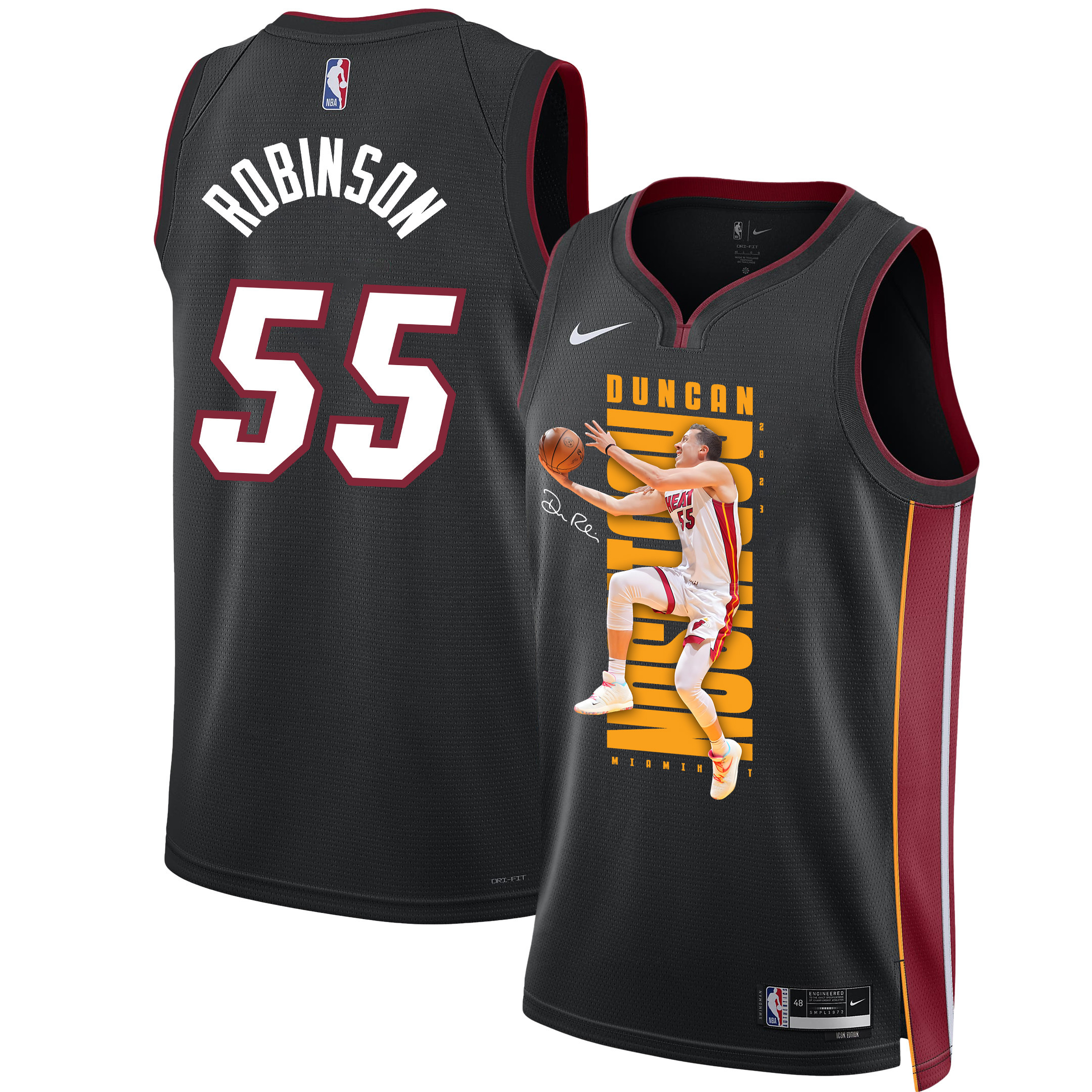 Duncan Robinso 55 Miami Heat Shooting Flair 2023 NBA Champions Swingman Jersey - Black - JS842