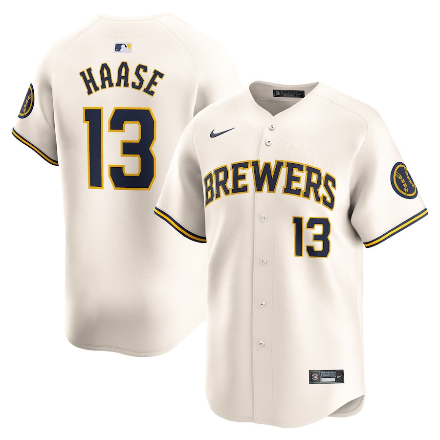 Eric Haase 13 Milwaukee Brewers Home Limited Player Men Jersey - Cream