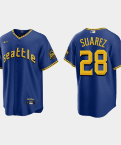 Eugenio Suarez 28 Seattle Mariners 2023 City Connect Game Jersey - Royal