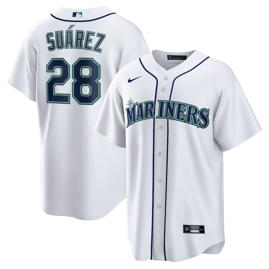 Eugenio SuÃ¡rez 28 Seattle Mariners Home Men Jersey - White