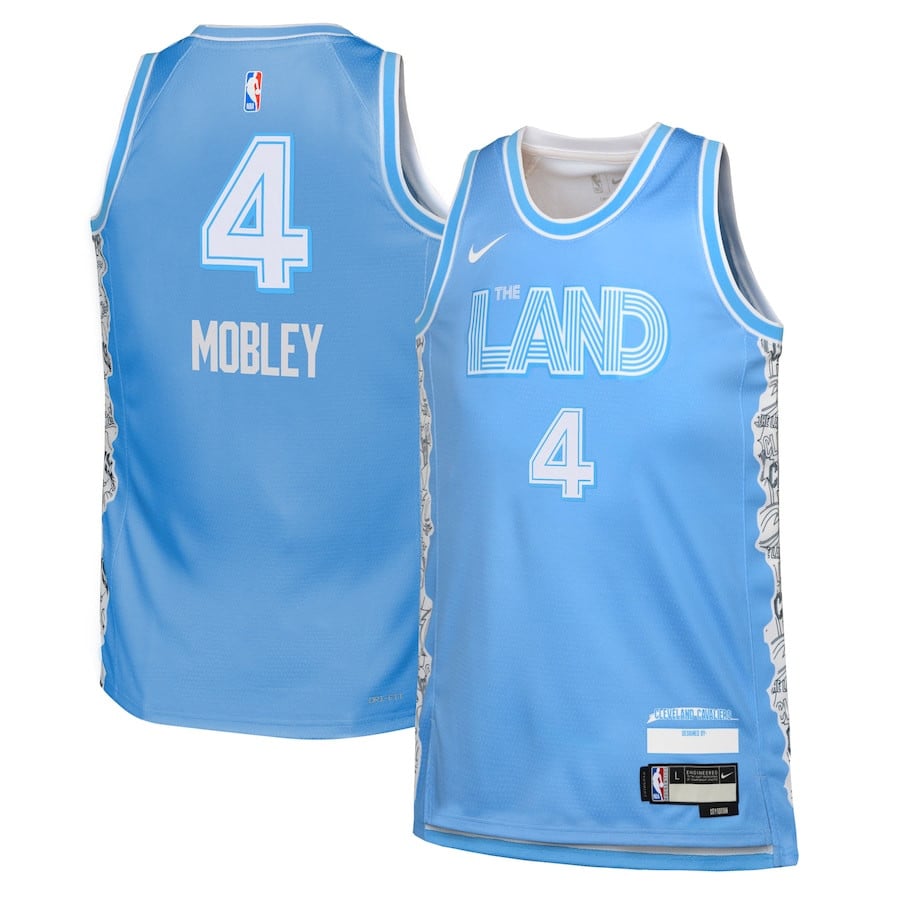 Evan Mobley 4 Cleveland Cavaliers 2024/25 Swingman Player YOUTH Jersey - City Edition - Light Blue - JS815