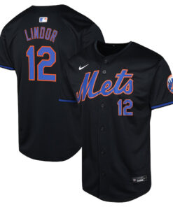 Francisco Lindor 12 New York Mets Alternate Limited YOUTH Jersey - Black