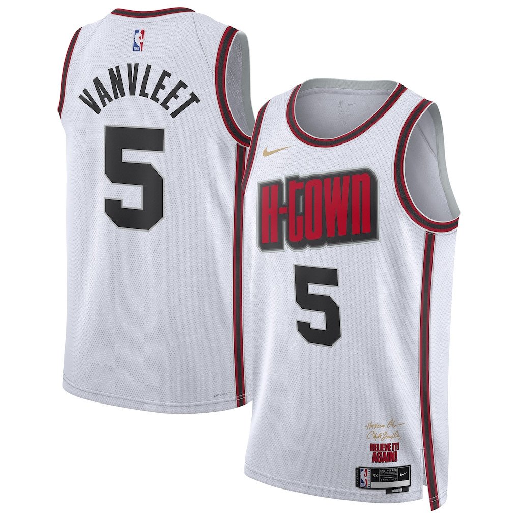 Fred VanVleet 5 Houston Rockets Unisex 2024/25 Swingman Player Jersey - City Edition - White - JS342