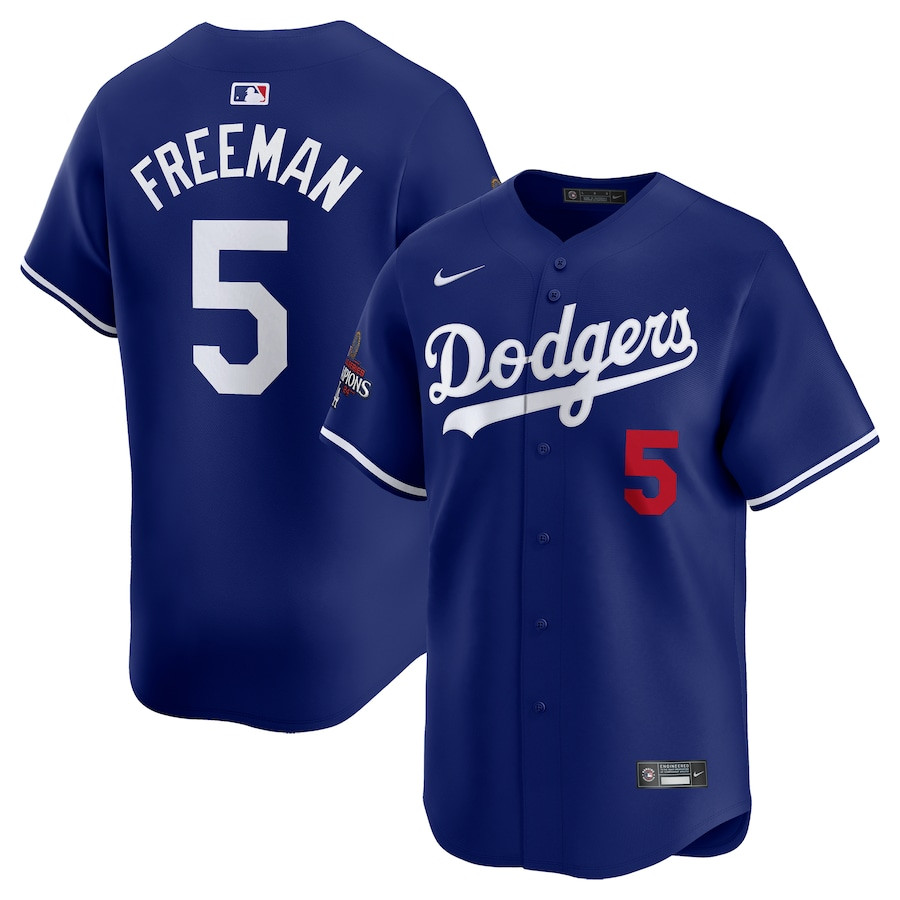 Freddie Freeman 5 Los Angeles Dodgers 2024 World Series Champions Alternate Limited Player Men Jersey - Royal