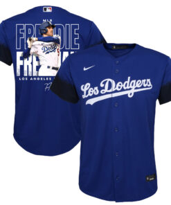 Freddie Freeman 5 Los Angeles Dodgers Signed Home Run 2023 City Connect Player YOUTH Jersey - Royal