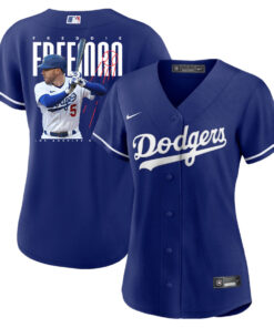 Freddie Freeman 5 Los Angeles Dodgers Signed Logo 2023 Alternate Player Women Jersey - Royal