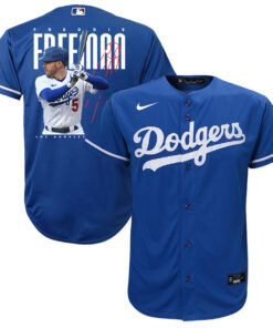 Freddie Freeman 5 Los Angeles Dodgers Signed Logo 2023 Alternate Player YOUTH Jersey - Royal