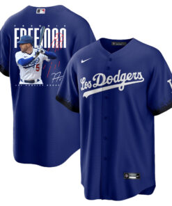 Freddie Freeman 5 Los Angeles Dodgers Signed Logo 2023 City Connect Player Men Jersey - Royal