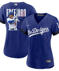 Freddie Freeman 5 Los Angeles Dodgers Signed Logo 2023 City Connect Player Women Jersey - Royal