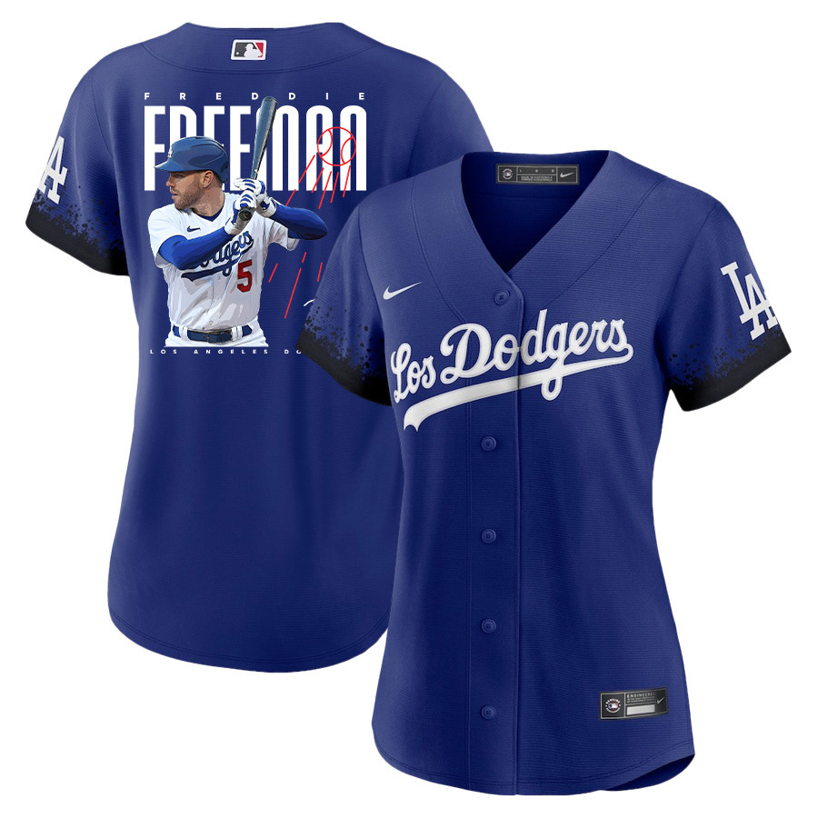 Freddie Freeman 5 Los Angeles Dodgers Signed Logo 2023 City Connect Player Women Jersey - Royal