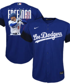 Freddie Freeman 5 Los Angeles Dodgers Signed Logo 2023 City Connect Player YOUTH Jersey - Royal