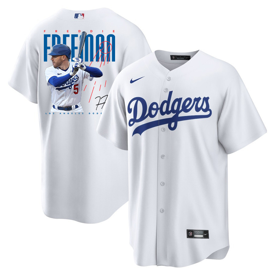Freddie Freeman 5 Los Angeles Dodgers Signed Logo 2023 Home Player Men Jersey - White