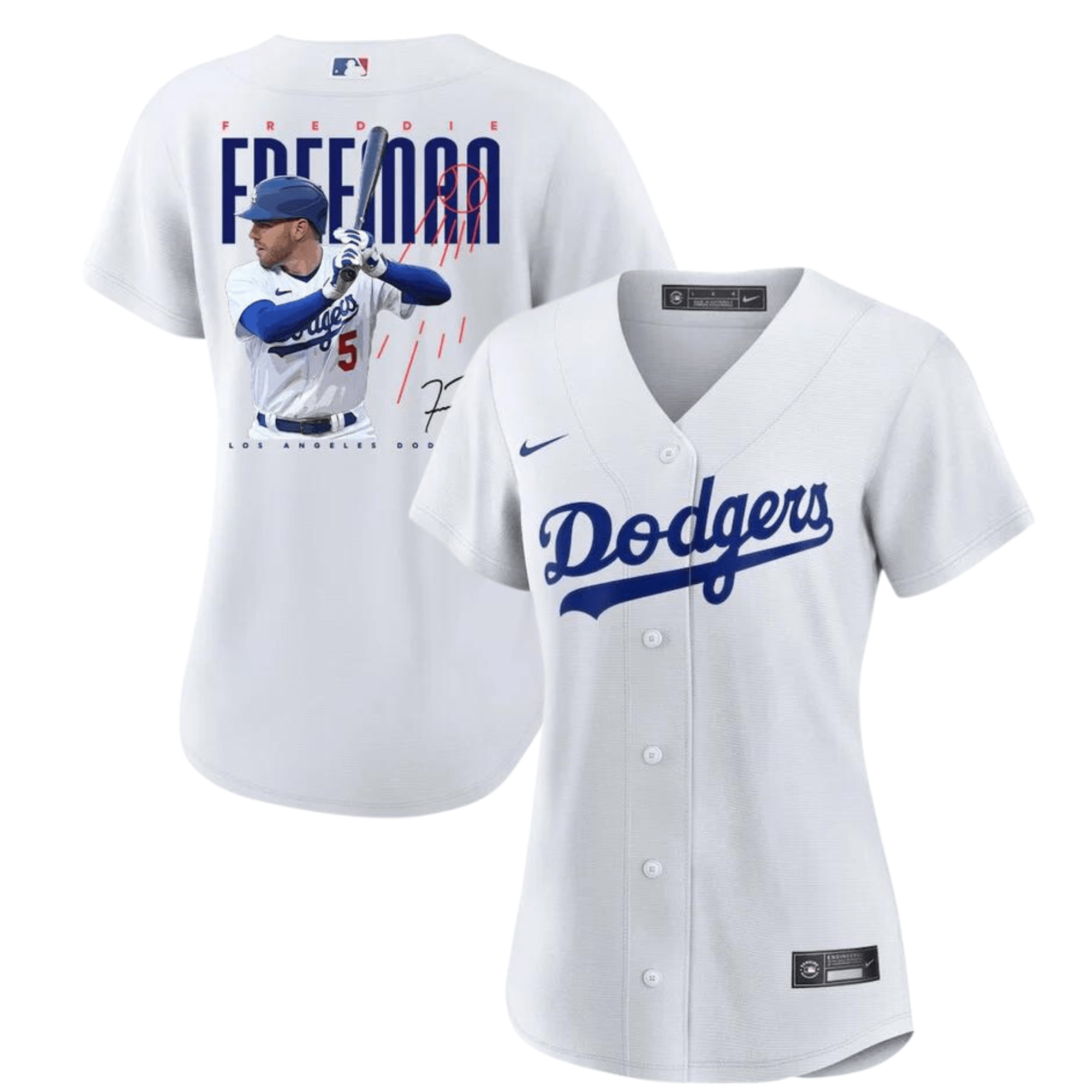 Freddie Freeman 5 Los Angeles Dodgers Signed Logo 2023 Home Player Women Jersey - White