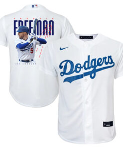 Freddie Freeman 5 Los Angeles Dodgers Signed Logo 2023 Home Player YOUTH Jersey - White
