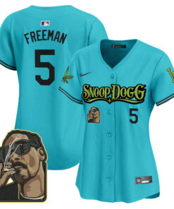 Freddie Freeman 5 Los Angeles Dodgers Snoop Dogg Women Jersey - Aqua
