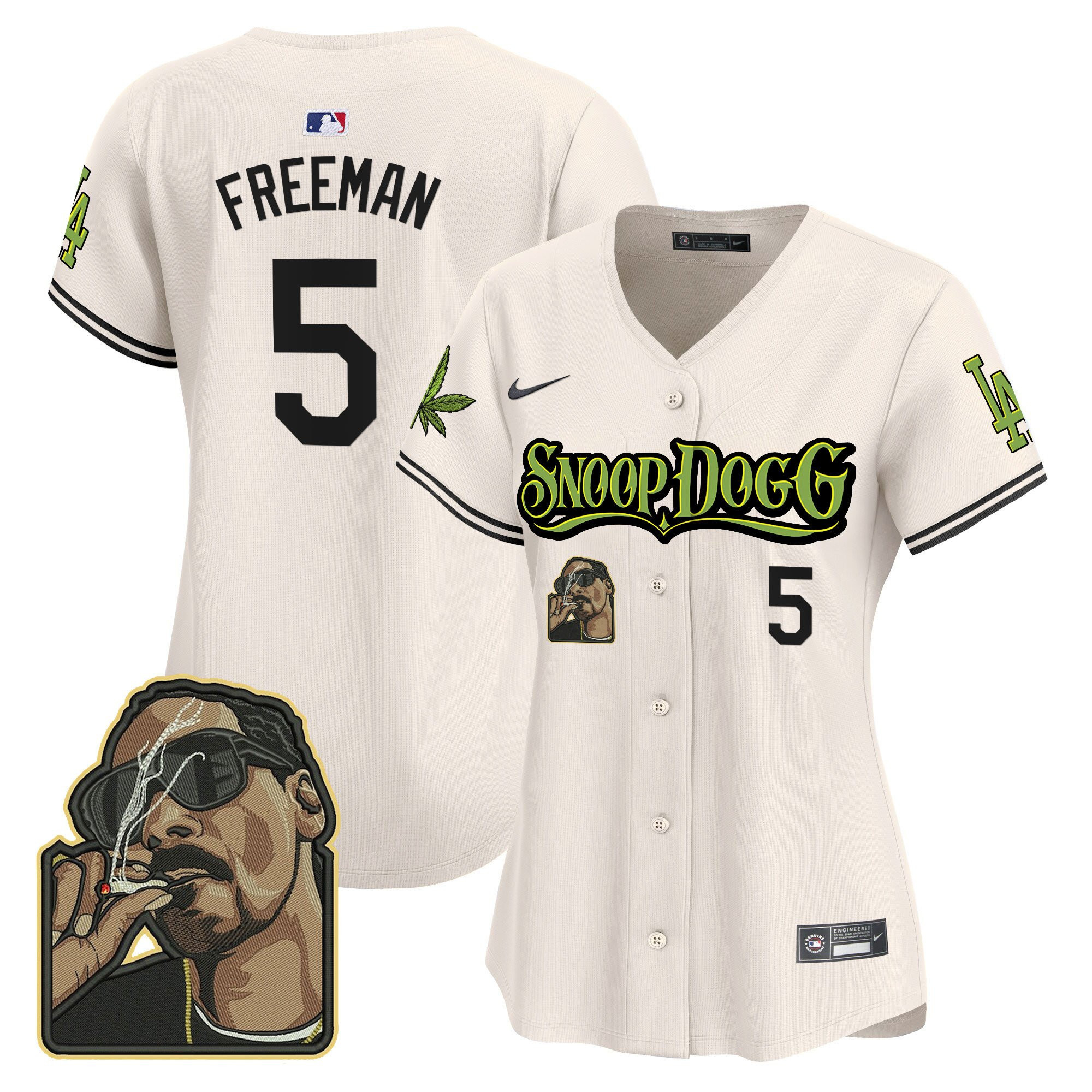 Freddie Freeman 5 Los Angeles Dodgers Snoop Dogg Women Jersey - Cream