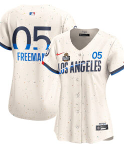 Freddie Freeman 5 Los Angeles Dodgers Women's 2024 World Series Champions City Connect Limited Player Jersey - Cream