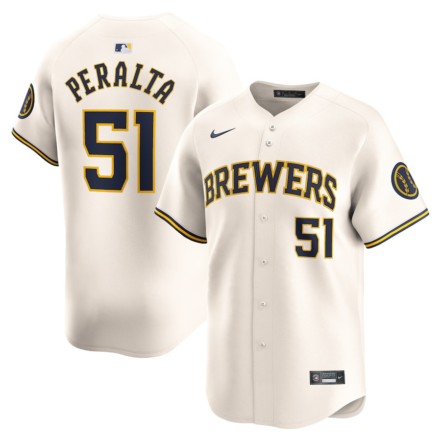 Freddy Peralta 51 Milwaukee Brewers Home Limited Player Men Jersey - Cream
