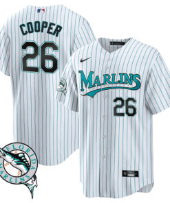 Garrett Cooper 26 Miami Marlins Throwback Men Jersey - White