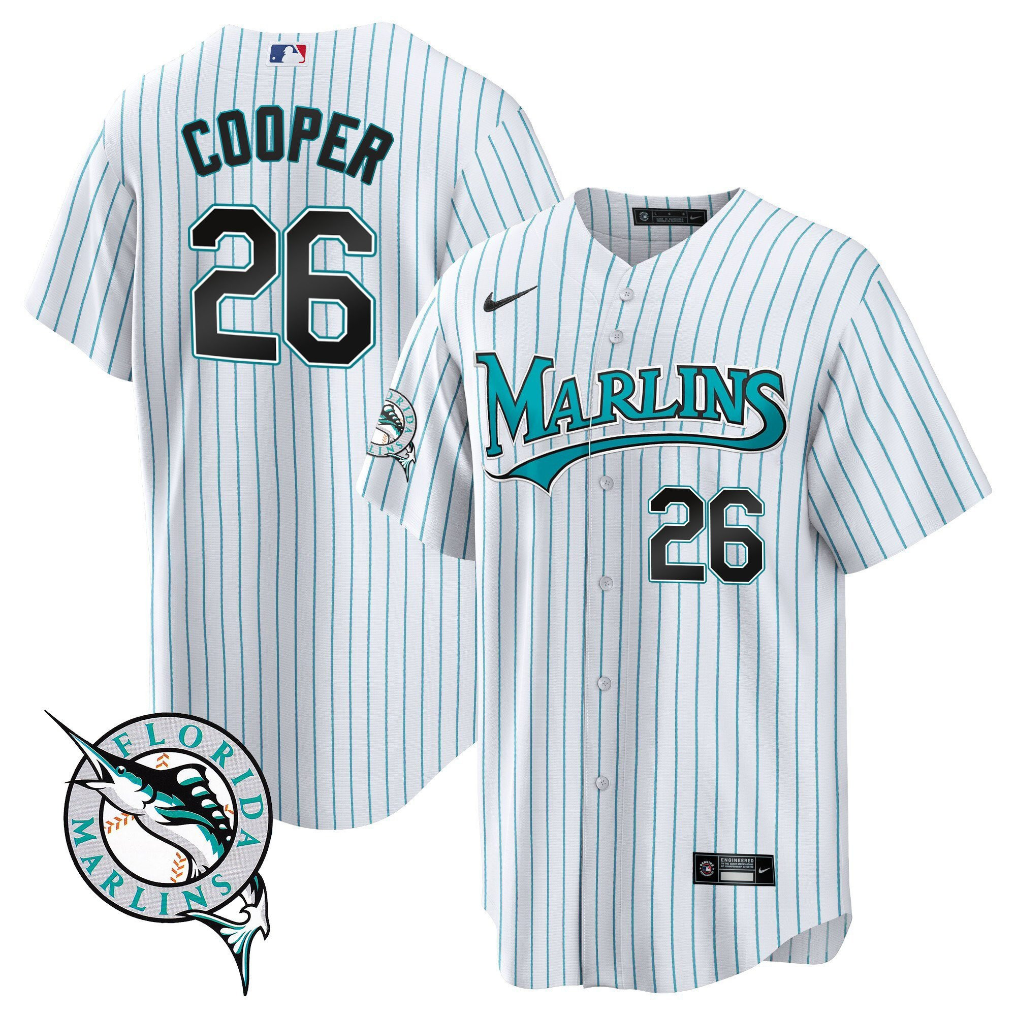 Garrett Cooper 26 Miami Marlins Throwback Men Jersey - White