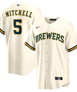 Garrett Mitchell 5 Milwaukee Brewers Men Jersey - Cream