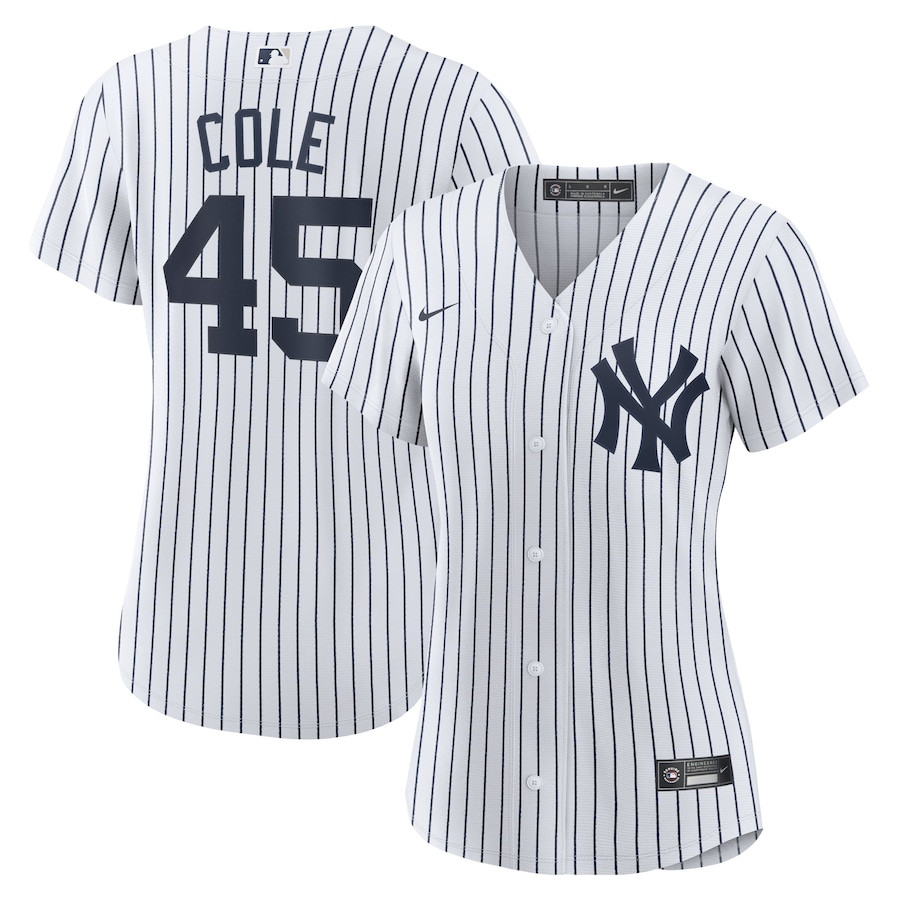 Gerrit Cole 45 New York Yankees Women Home Jersey - White