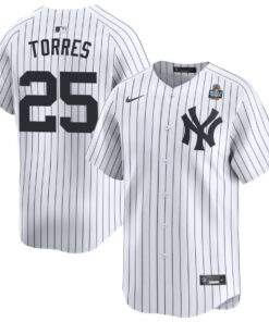 Gleyber Torres 25 New York Yankees 2024 World Series Home Limited Player Men Jersey - White