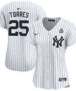 Gleyber Torres 25 New York Yankees Women's 2024 World Series Home Limited Jersey - White