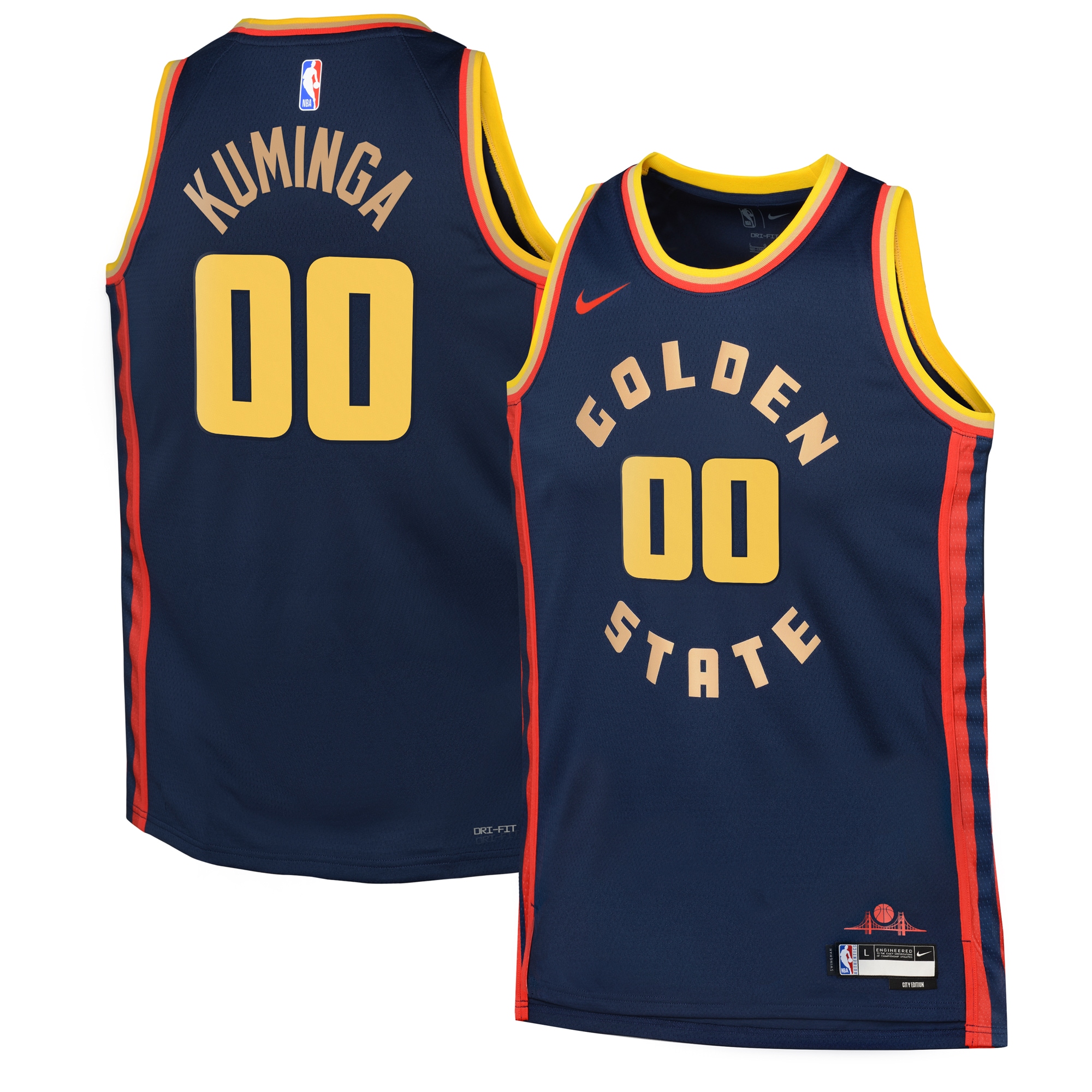 Golden State Warriors City Edition Swingman Jersey 2024 - Navy - Jonathan Kuminga - Youth - JS552