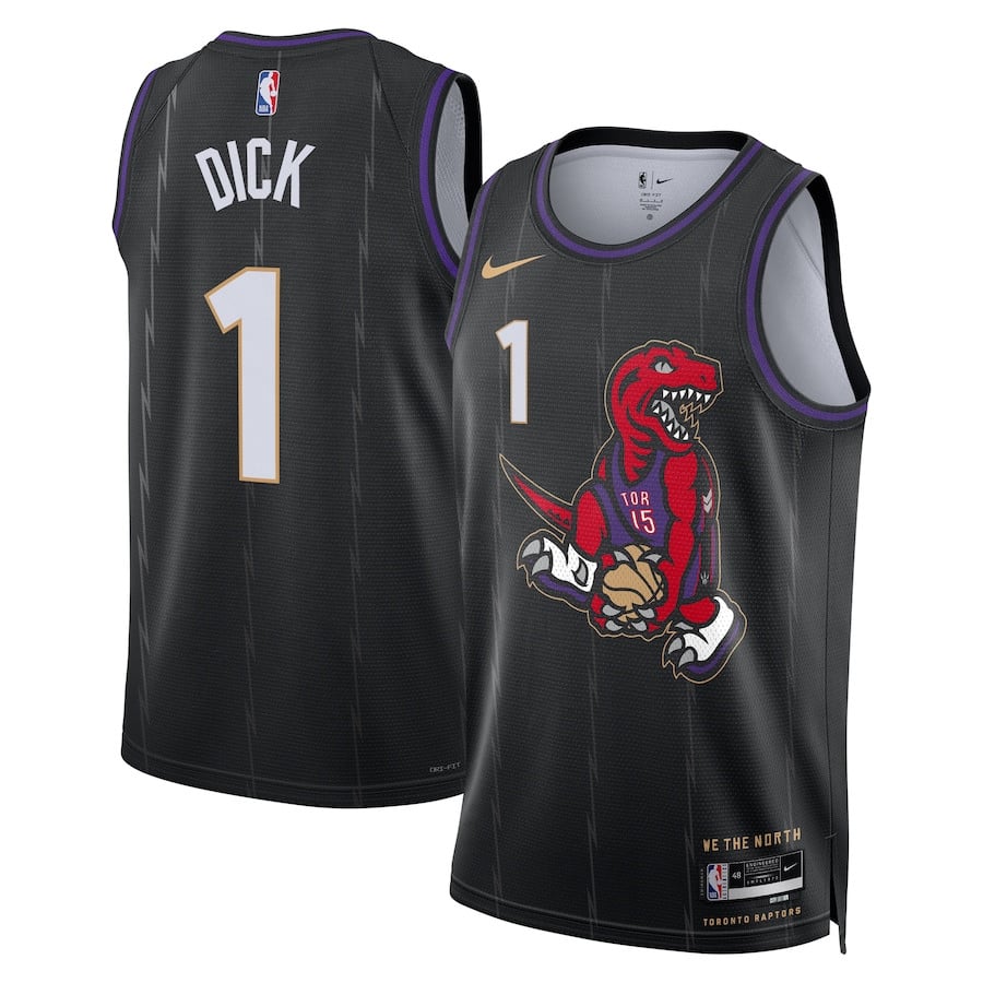 Grady Dick 1 Toronto Raptors Unisex 2024/25 Swingman Player Jersey - City Edition - Black - JS583