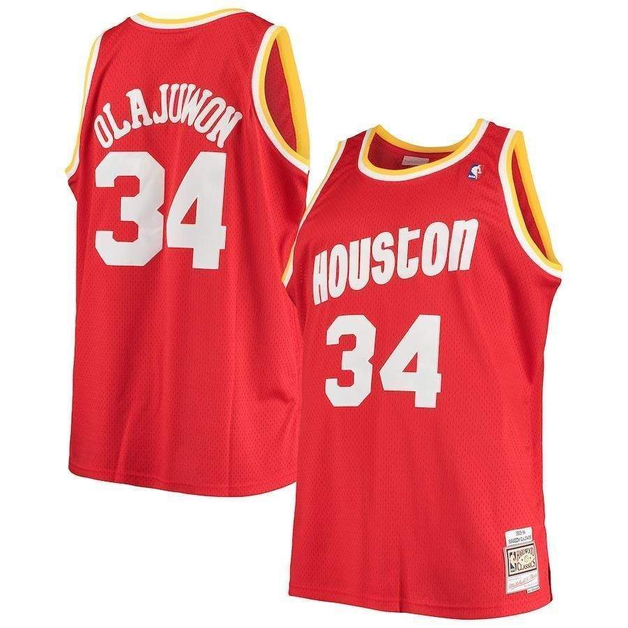 Hakeem Olajuwon Houston Rockets Mitchell & Ness Big & Tall Hardwood Classics Jersey - Red - JS803